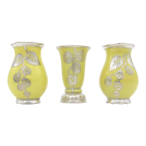 Manfred Veyhl Silver Overlay Rosenthal Yellow Porcelain Vase Trio