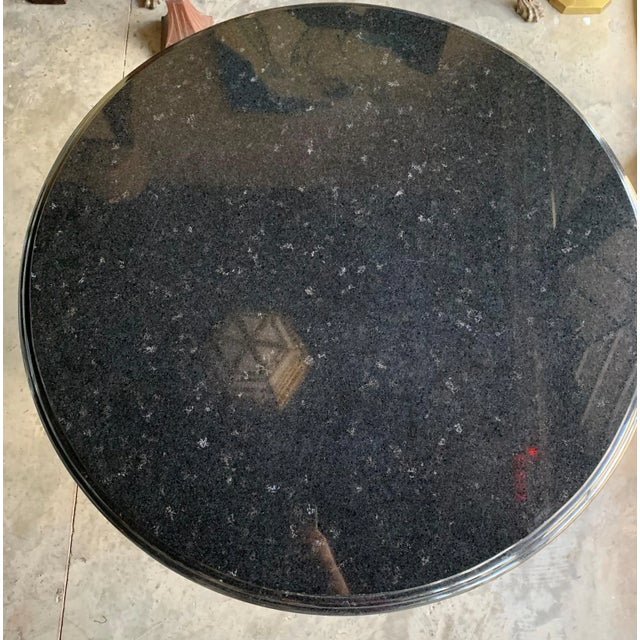 Black Mid-Century Modern Round Black Marble Top Dining Table With Limestone Base For Sale - Image 8 of 9