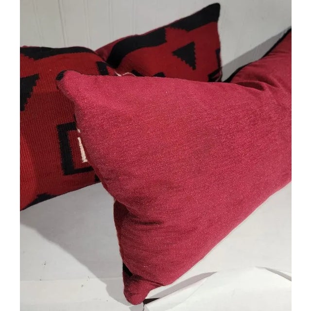 Rustic Early 20th Century Hand Woven Weaving Pillows -Pair For Sale - Image 3 of 5