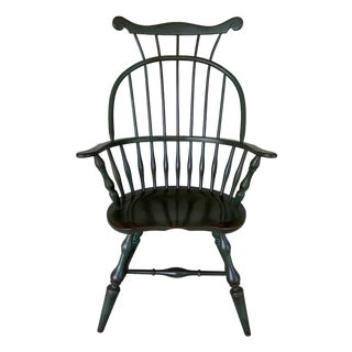 Nichols & Stone Olive Green Maple Comb Back Arm Chair For Sale