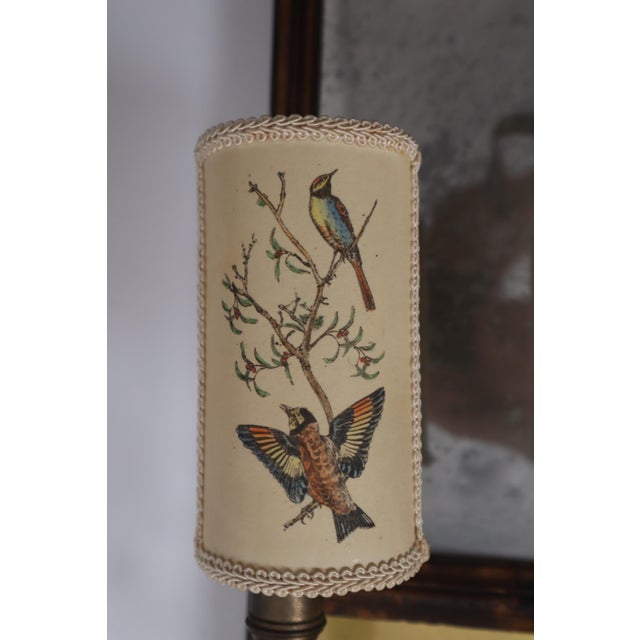 Metal Italian Wall Lamp with Mirror Glass and Bird Lampshades, 1960 For Sale - Image 7 of 18