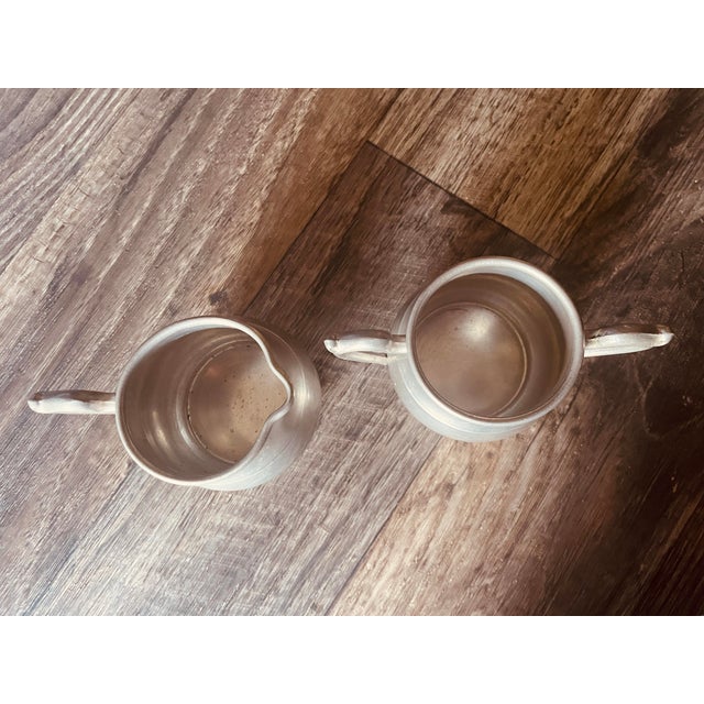 1930s Antique Pewter Cream & Sugar Set For Sale - Image 5 of 5