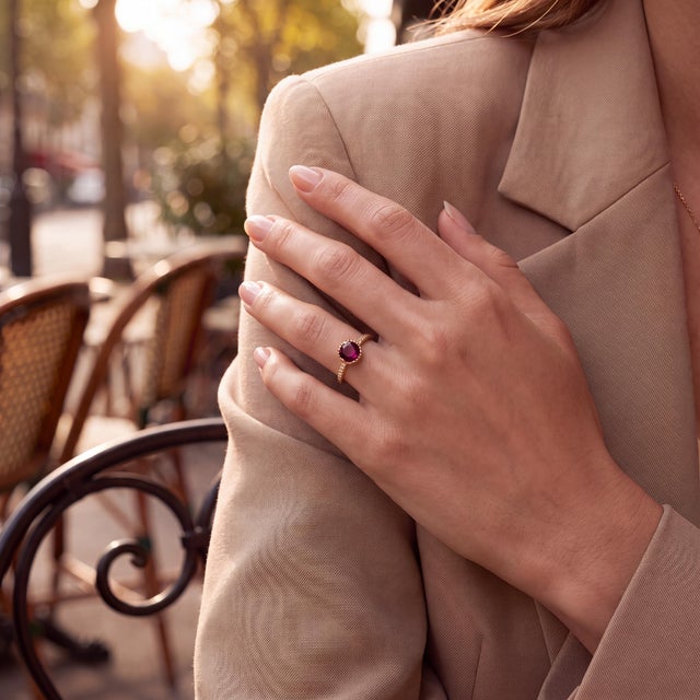 Modern Vintage Style Repurposed 1.23ct Round Ruby Engagement Ring, Size 6.25 For Sale - Image 4 of 4