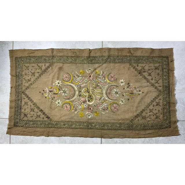 Antique Ottoman Turkish Tughra Embroidery Metallic Silver & Silk Thread For Sale - Image 18 of 18