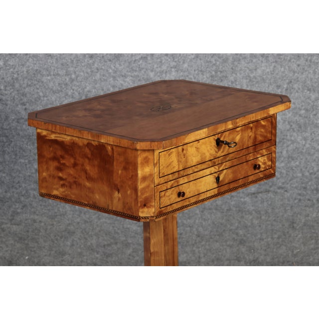 Antique Biedermeier Sewing Table in Birch, 1830 For Sale - Image 11 of 18