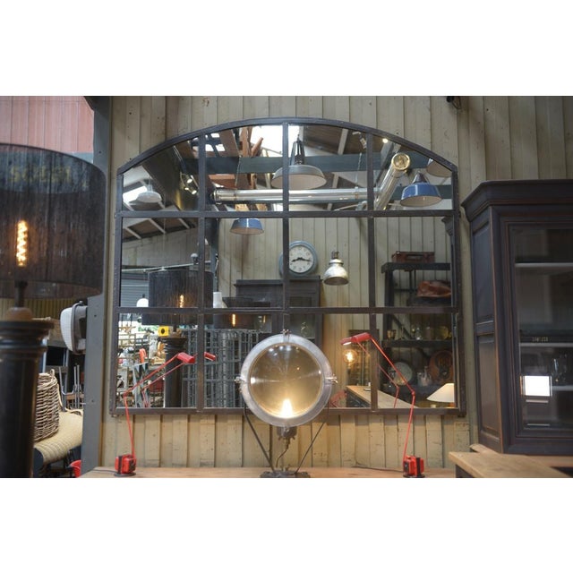 Industrial Industrial Rounded Metal Mirror, 1930 For Sale - Image 3 of 14