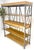 Large Drexel Oak Shelves 5' Wide Iron Etagere Bakers Rack 3 Drawer Console For Sale - Image 6 of 8