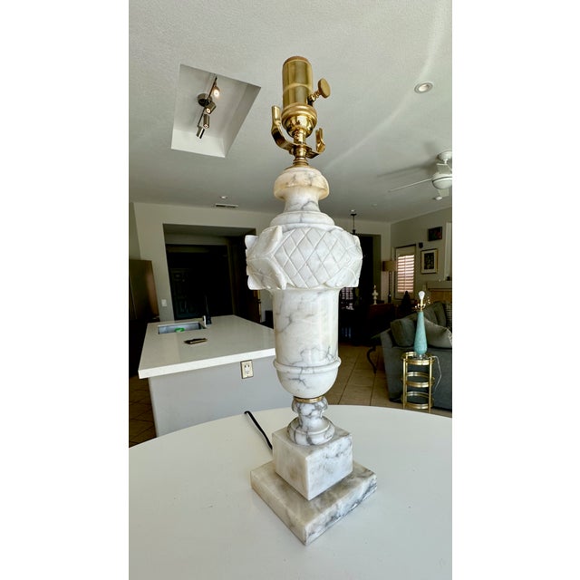 Single Italian Urn Neoclassic Alabaster Table Lamp For Sale - Image 15 of 15