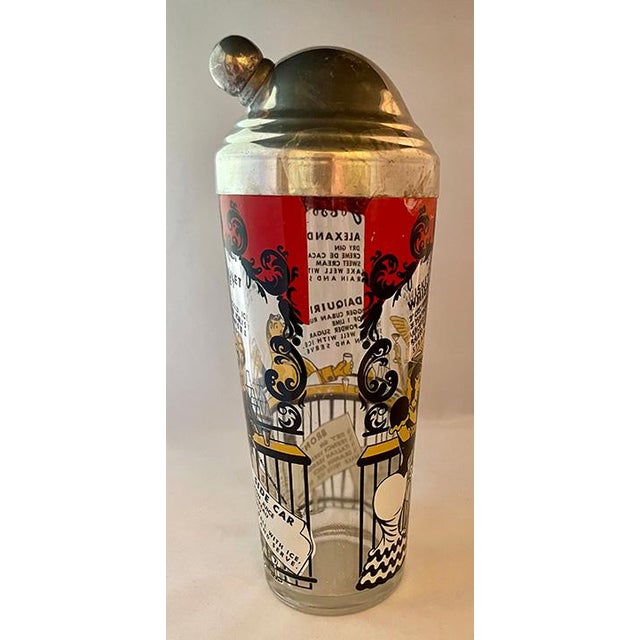 Mid 20th Century Mid 20th Century Hazel-Atlas "Gay '90s" Glass Cocktail Shaker With Recipes For Sale - Image 5 of 11