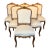 French Louis XV Walnut Dining Chairs With Gilt & New Upholstery- Set of 6 For Sale