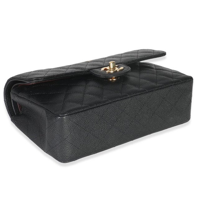Black Quilted Caviar Small Classic Double Flap Bag For Sale In New York - Image 6 of 9