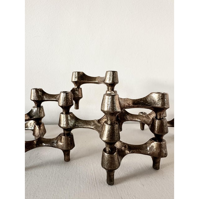 Modular Bonze Candleholder by Michael Harjes, 1960s, Set of 10 For Sale - Image 4 of 8
