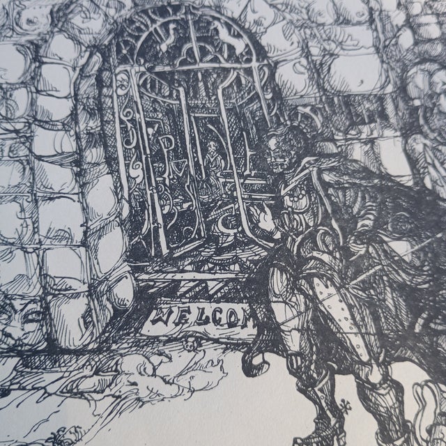 Vintage Surreal Pen Ink Drawing Nightmare at the Palace by Julie Kahn Kuhn 1977 Limited Edition 108/300 For Sale - Image 4 of 9