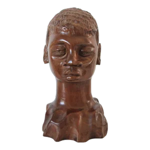 Mid-Century Hand Carved African Male Bust