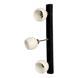 Italian Mid-Century Modern, Three Light Wall Sconce, Painted Metal, Glass, 1950s