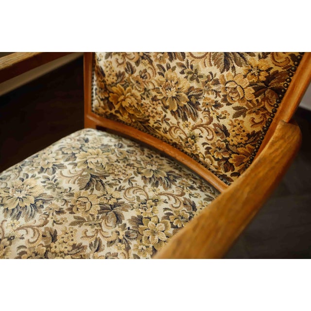 Vintage Salon Lounge Chair with Floral Tapestry Upholstery, 1940s For Sale - Image 14 of 15