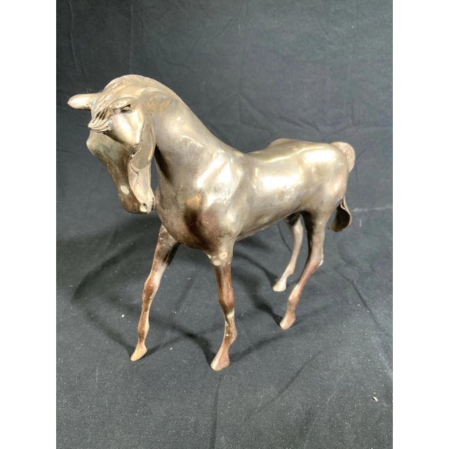 Vintage Slivered Brass Horse Sculpture For Sale In New York - Image 6 of 7