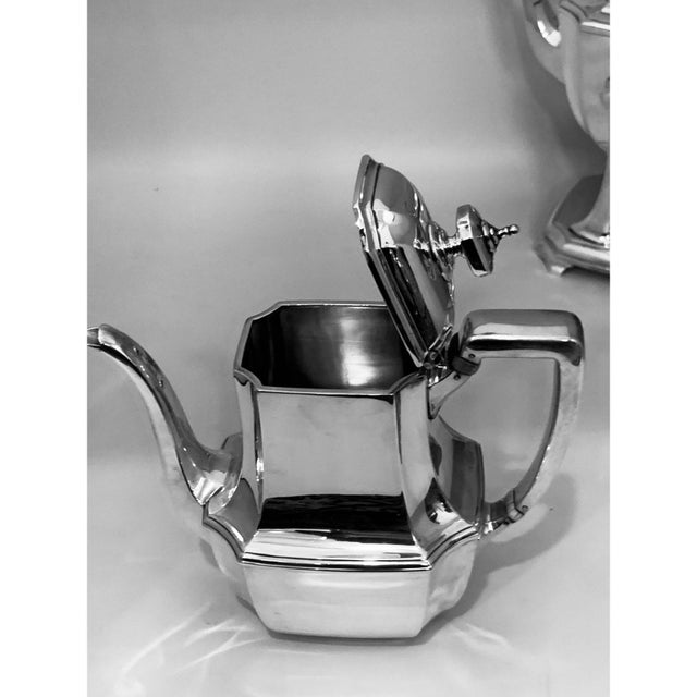 Silver Mid 20th Century Six-Piece Tiffany & Co. Sterling Silver Kettle on Cradle W Serving Tray 7.3 Kg For Sale - Image 8 of 17