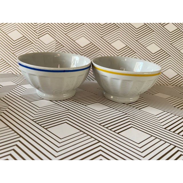 Vintage Pottery Barn Bowls With Color Stripes Set of 4 Chairish
