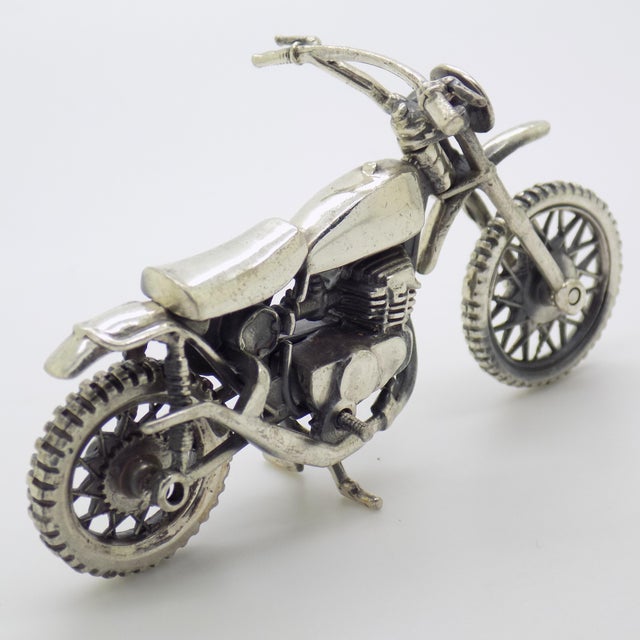 Vintage Italian Silver Motorbike Figurine, 1980s For Sale - Image 6 of 13