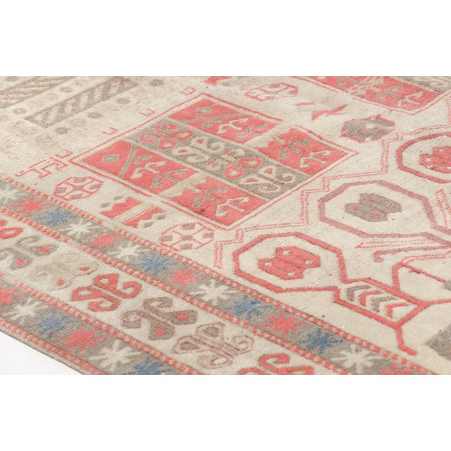 Vintage Turkish Area Rug, Hand-Knotted Wool, Traditional Anatolian Folk Motif For Sale - Image 4 of 10