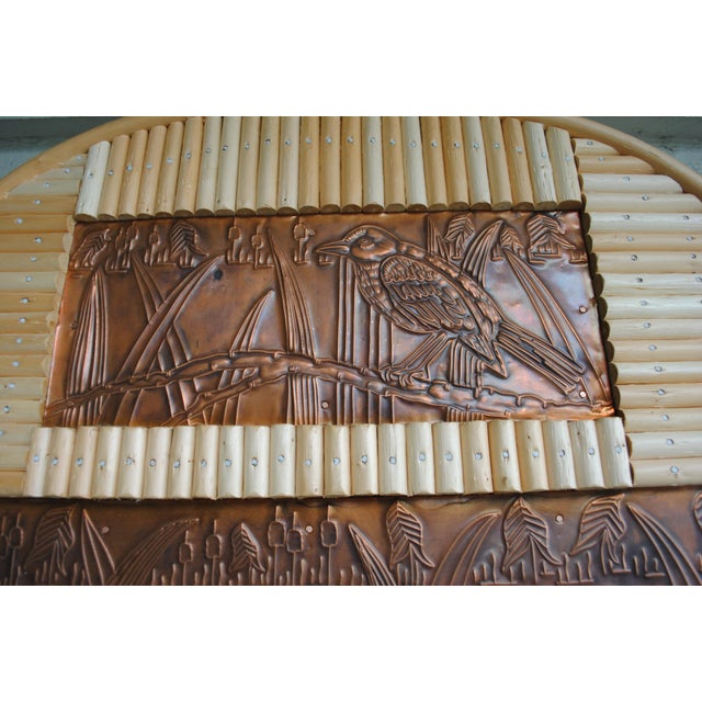 Natural Bent Bamboo Embossed Copper Mirror For Sale - Image 6 of 7