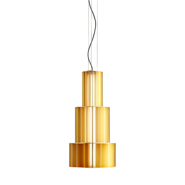 Babel T Me Golden Suspended Lamp by Stephen Burks for Parachilna For Sale