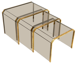 Nesting Tables by Brass and Glass, 1970s, Set of 3