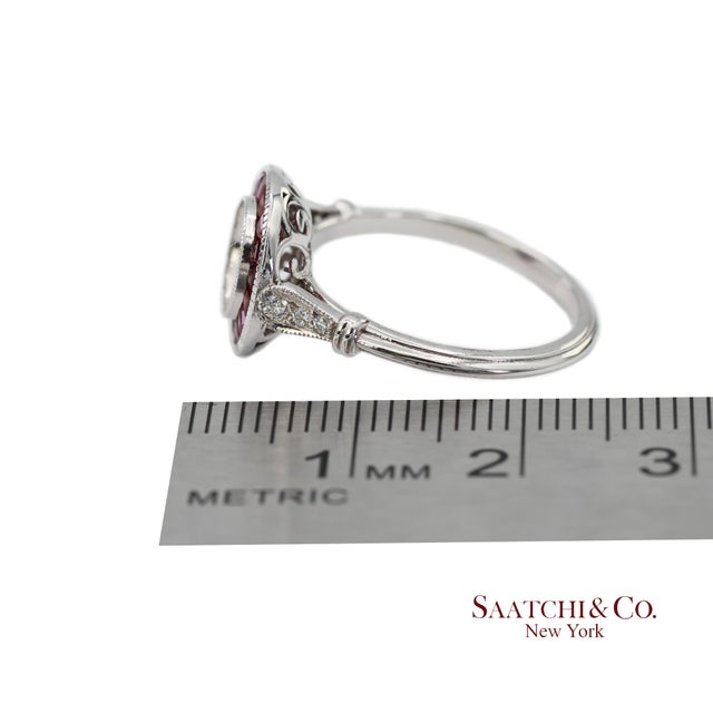 14k (585) White Gold Natural Brilliant Diamond Semi Mount Ruby Ring Size 7 For Sale - Image 10 of 10