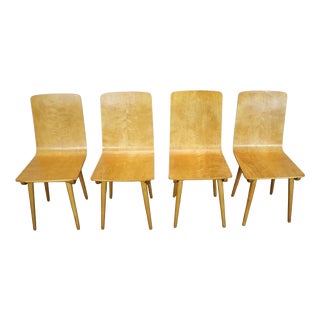 Mid-Century Modern Wooden Dining Chairs, 1970s, Set of 4 For Sale