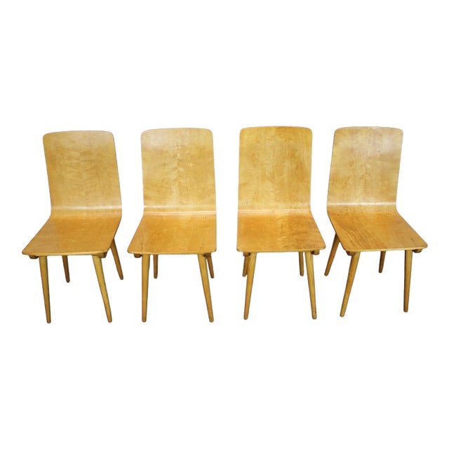 Mid-Century Modern Wooden Dining Chairs, 1970s, Set of 4 For Sale