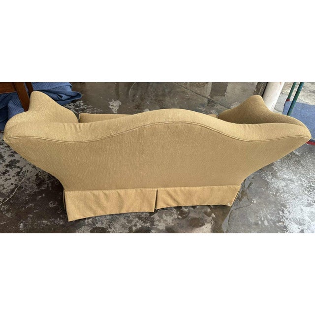 Baker Furniture Company Camelback Loveseat Upholstered in Gold Luxury Fabric - Vintage Early 21st Century For Sale In Saint Louis - Image 6 of 6