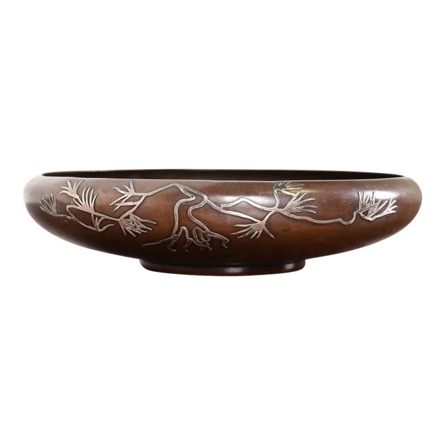 Heintz Arts & Crafts Sterling Silver on Bronze Footed Bowl For Sale