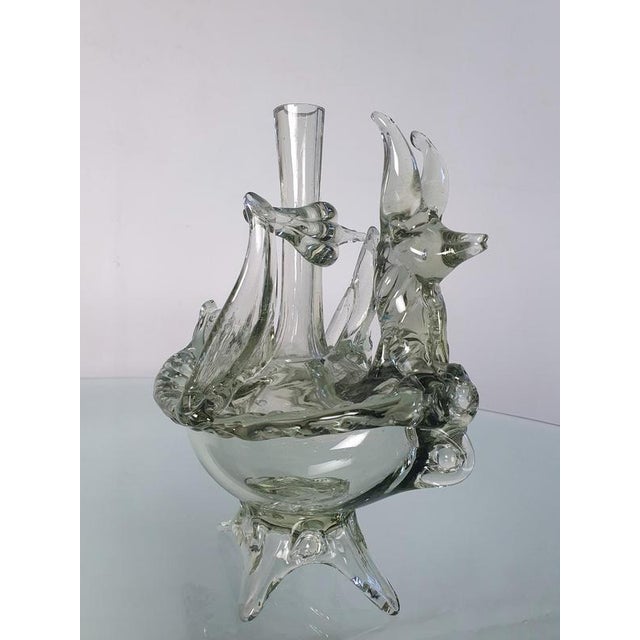 Murano Glass Vase and Candle Holder with Mystical Fox, Italy, 1940s For Sale - Image 4 of 9