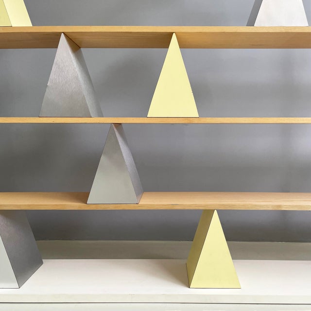 Blue Italian Modern Glass, Wood and Metal Gritti Bookcase by Andrea Branzi for Memphis, 2000s For Sale - Image 8 of 18