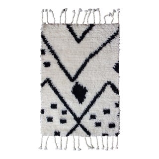 Rug & Kilim’s Moroccan Custom Rug With Geometric Design in Soft White For Sale