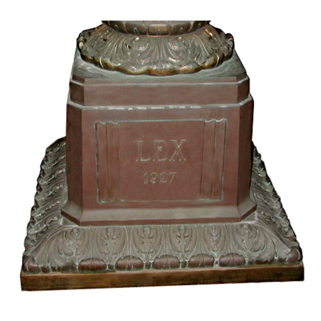 Early 20th Century Pair of Monumental Bronze Torcheres From a Chicago Courthouse, Dated 1927. For Sale - Image 5 of 5