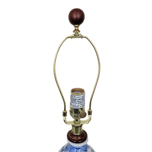 Chinoiserie Ralph Lauren Designer Table Lamps Blue & White Gourd Shape Koi Fish - a Pair For Sale - Image 9 of 10