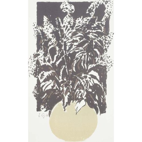 Emil Gregersen, Stylized Plant in a Round Vase, 1986, Color Lithograph For Sale - Image 6 of 6
