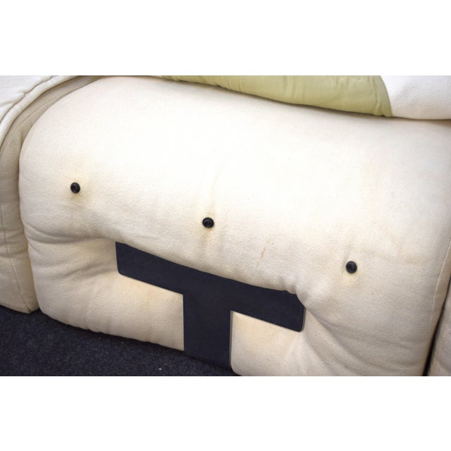 Mais mais model modular sofa by mario sabot, italian production from around the 1970s. fabric, steel and leather cord....