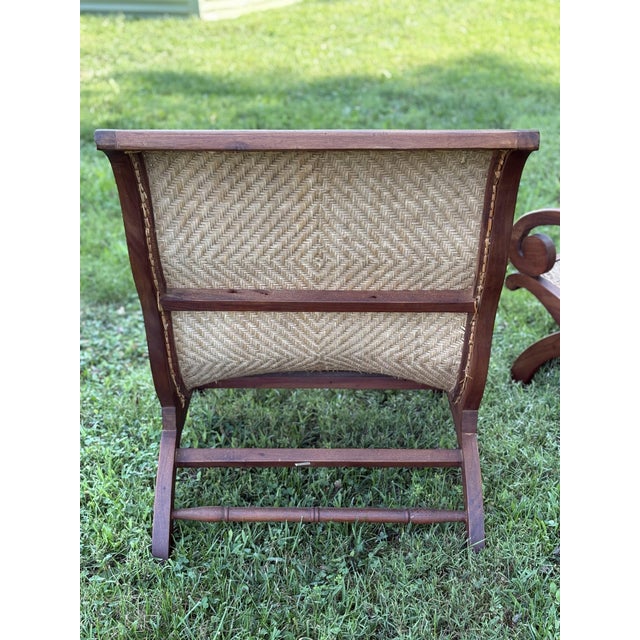 Brown Mid 20th Century Pair of Indonesian Teak & Cane Plantation Chairs - British Colonial/Planter's Style For Sale - Image 8 of 15