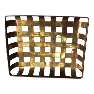 1970s Traditional Brass Basket For Sale