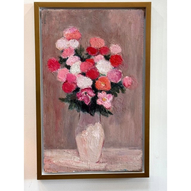 Mid 20th Century Un Bouquet De Fleurs, Oil on Board, by Anna Costa (1922-2022) France For Sale - Image 4 of 4
