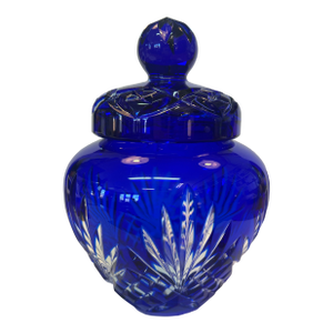 Mid 19th Century Czech Cobalt Cut to Clear Crystal Candy Dish