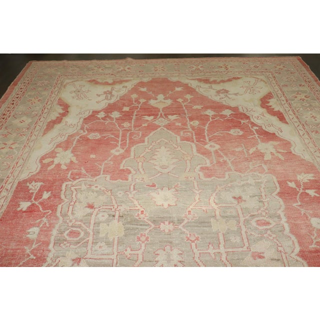 Textile Red Ivory Medallion Oversize Antique Turkish Oushak Carpet - 11'4" x 16'6" For Sale - Image 7 of 16