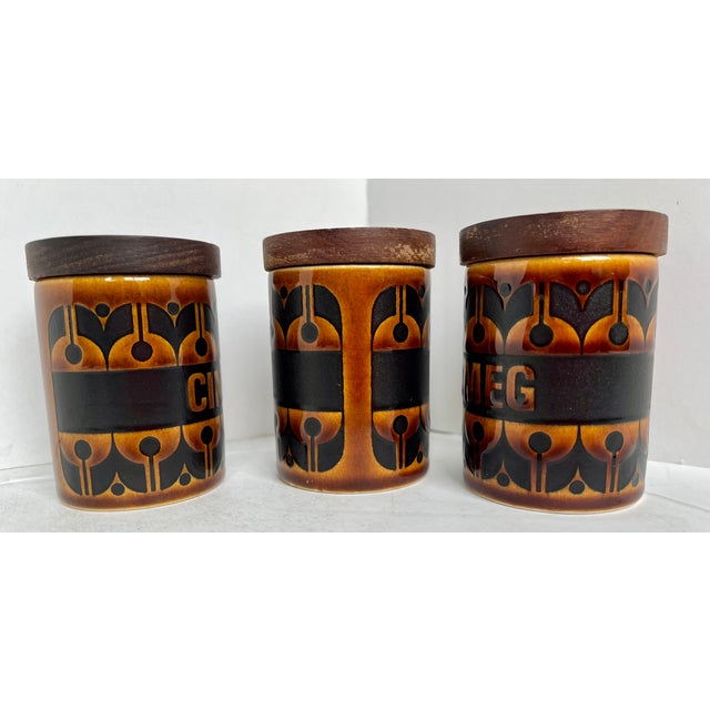 Mid-Century English Hornsea Spice Jars - Set of 5 For Sale In Dallas - Image 6 of 7