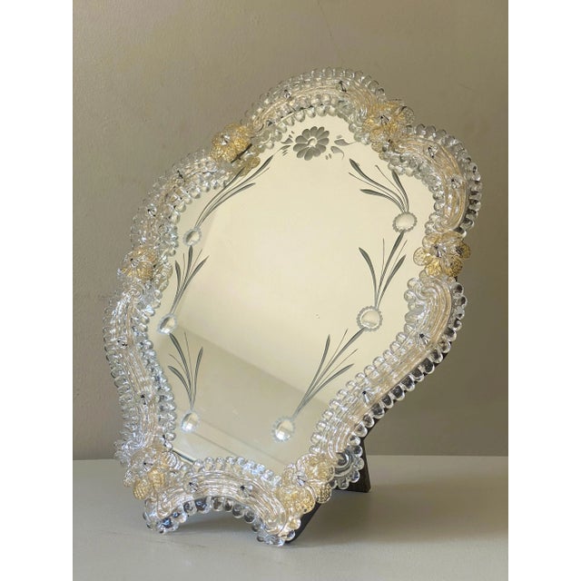 Contemporary Table Mirror Frame With Trasparents and GoldLeaf