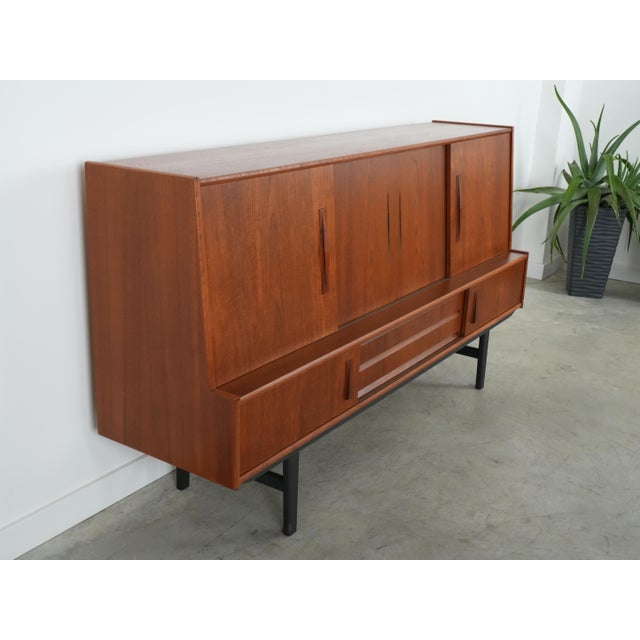 Brown Danish Teak Highboard, Denmark, 1970s For Sale - Image 8 of 16