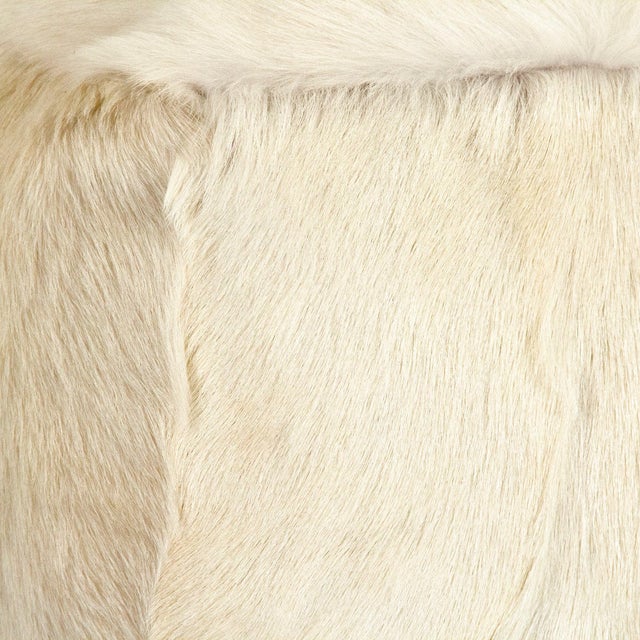 Boho Chic Tibetan Ivory Goat Fur Pouf For Sale - Image 3 of 4