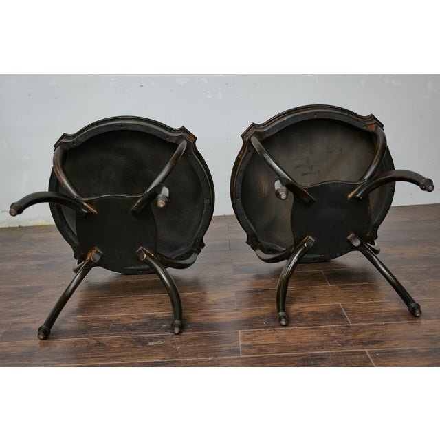 English Midcentury Period Dark Lacquered Side Tables with Neoclassical Accents For Sale - Image 4 of 12